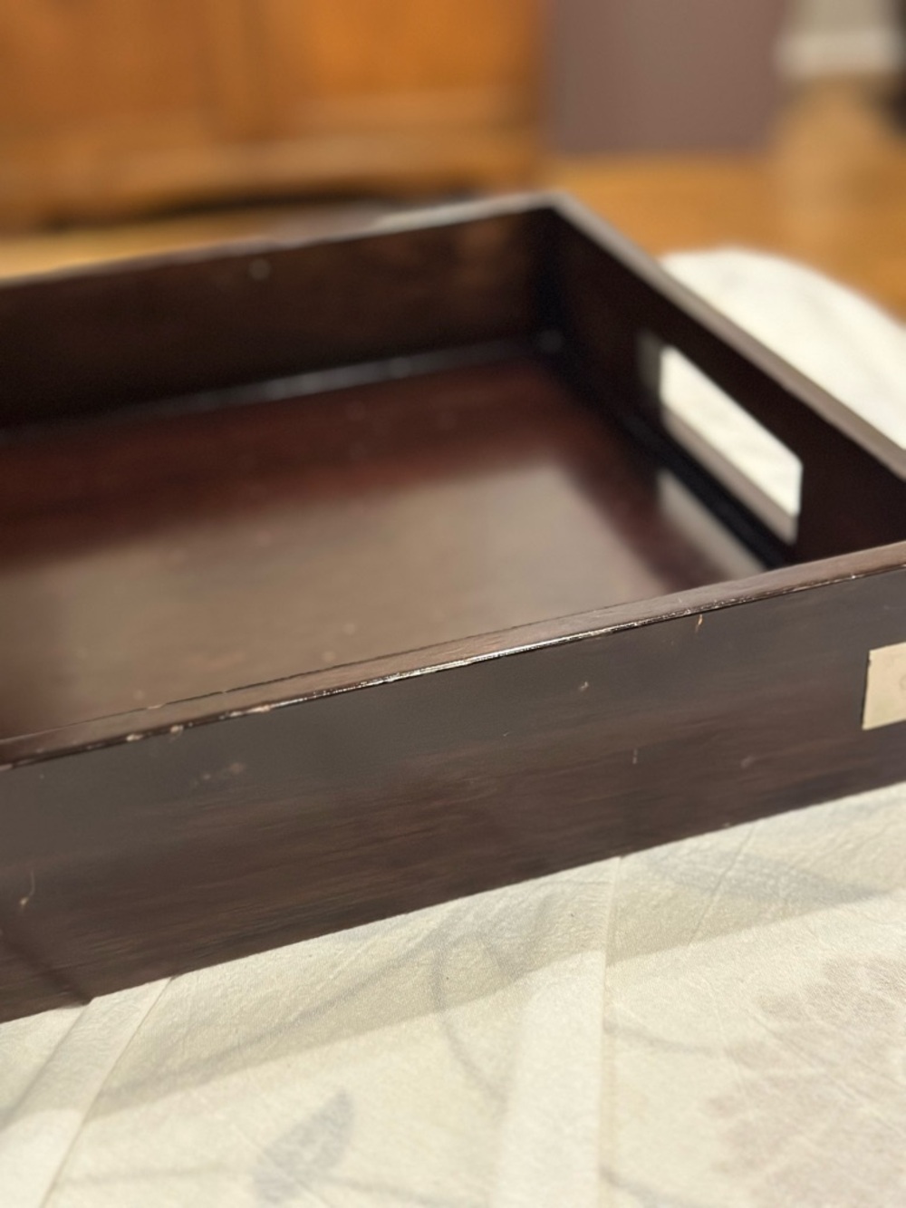 Rare Vintage Coach Wood Serving Tray Valet Display Tray Nickel Corner Accents